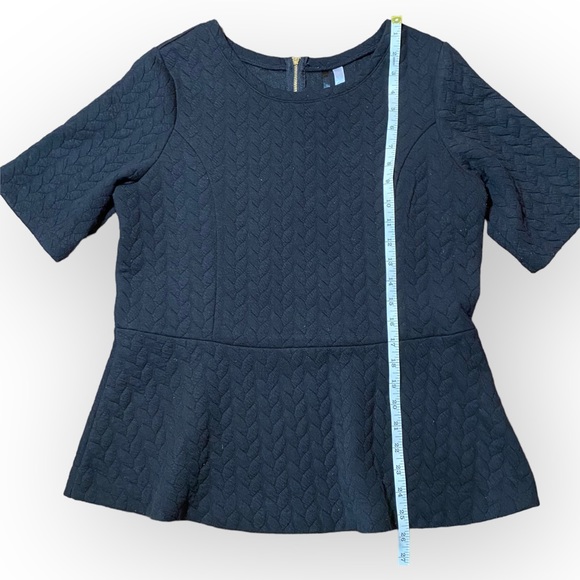 2 for $35 Kensie Black Quilted Peplum T-shirt w Gold Zipper Size Large - Picture 4 of 7